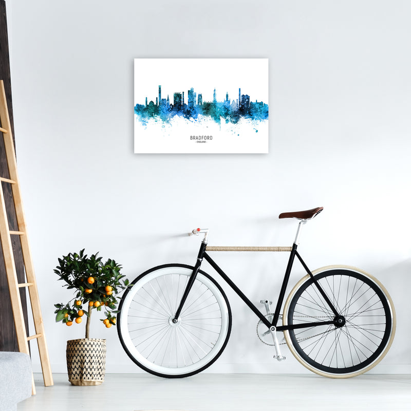 Bradford England Skyline Blue City Name  by Michael Tompsett A2 Black Frame