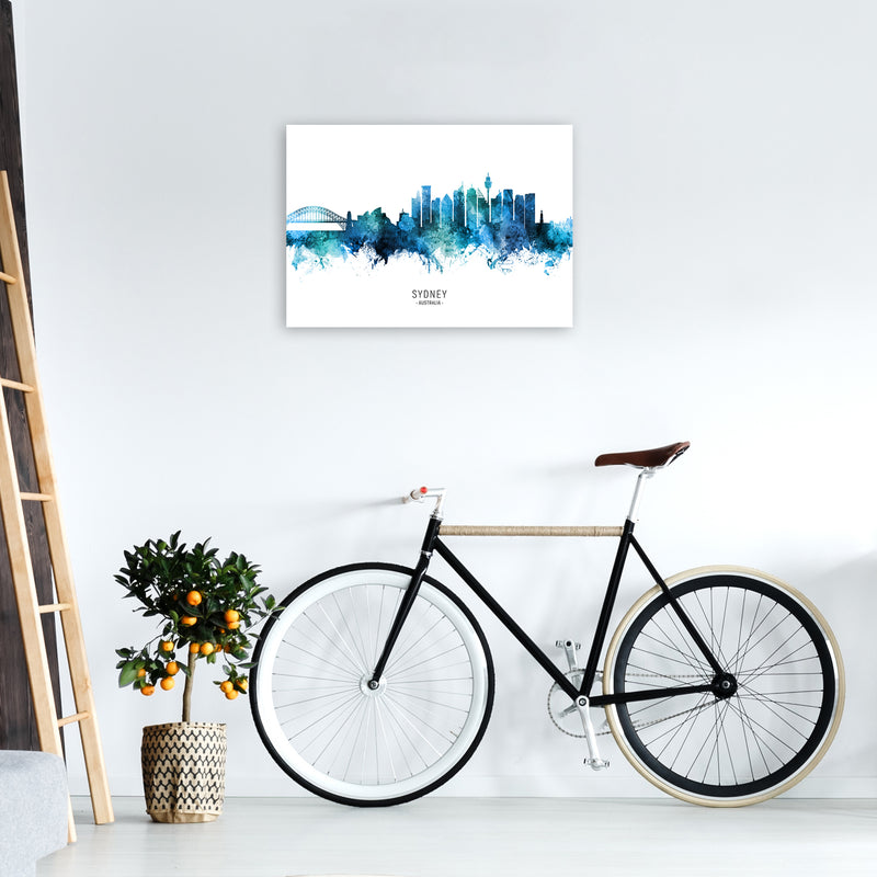 Sydney Australia Skyline Blue City Name  by Michael Tompsett A2 Black Frame
