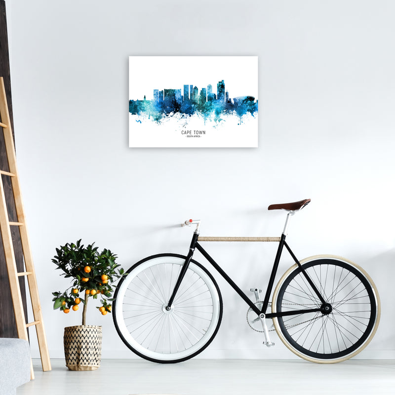 Cape Town South Africa Skyline Blue City Name  by Michael Tompsett A2 Black Frame