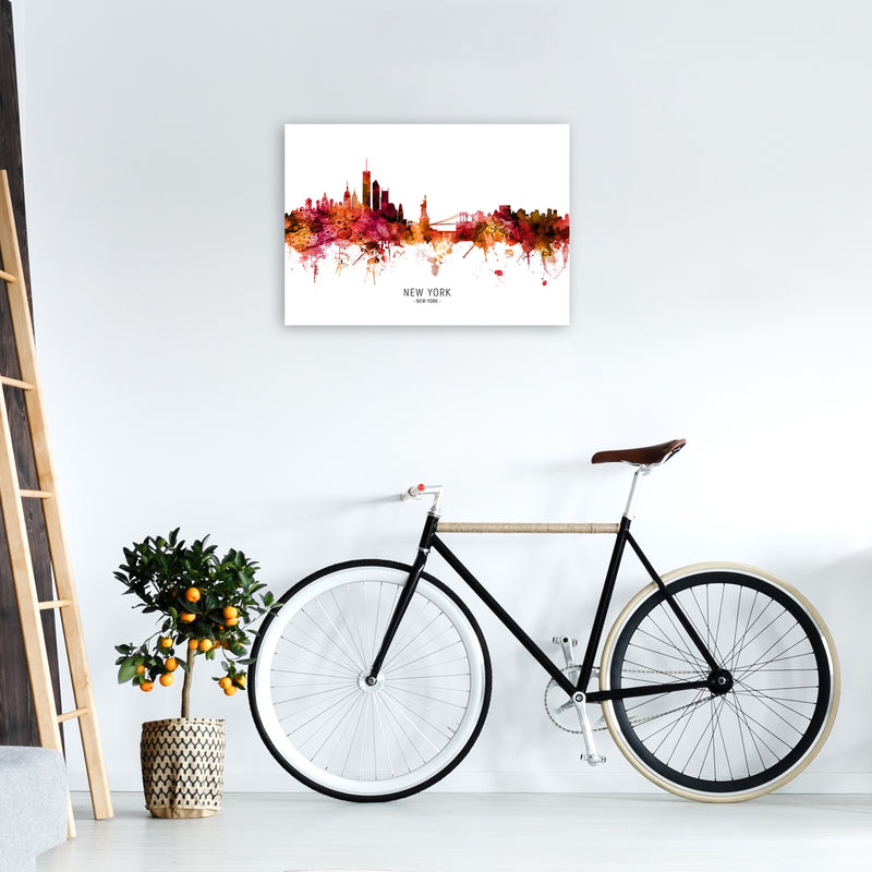 New York New York Skyline Red City Name  by Michael Tompsett A2 Black Frame