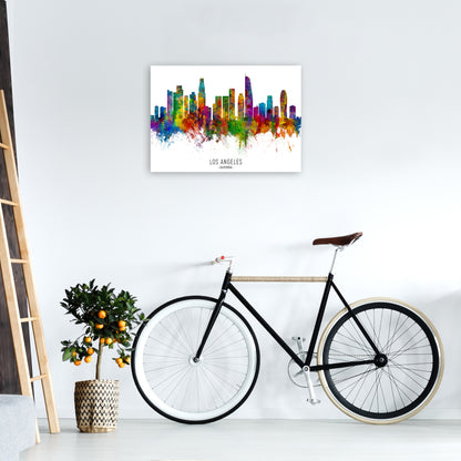 Los Angeles California Skyline Red City Name  by Michael Tompsett A2 Black Frame