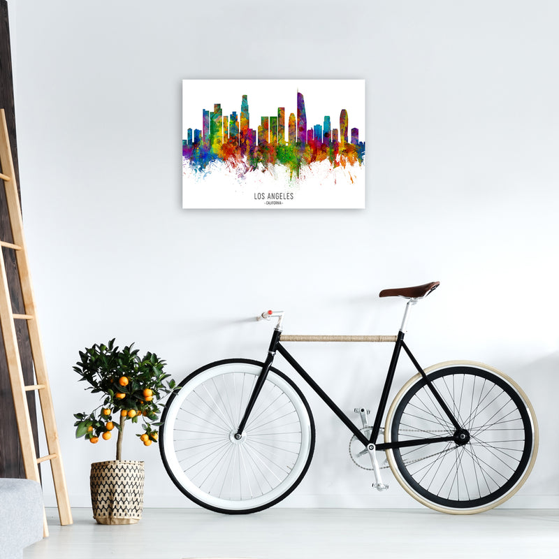 Los Angeles California Skyline Red City Name  by Michael Tompsett A2 Black Frame
