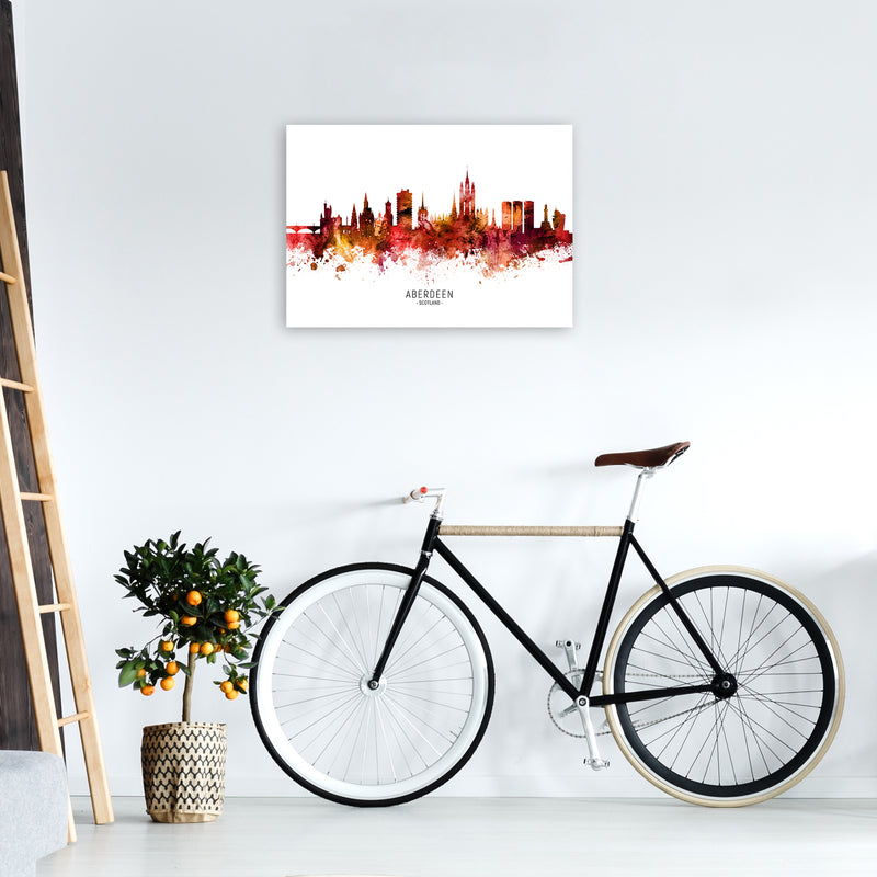Aberdeen Scotland Skyline Red City Name  by Michael Tompsett A2 Black Frame