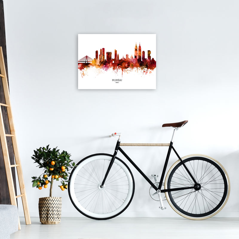 Mumbai India Skyline Red City Name Print by Michael Tompsett A2 Black Frame