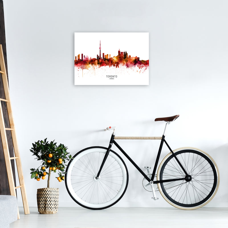 Toronto Canada Skyline Red City Name  by Michael Tompsett A2 Black Frame