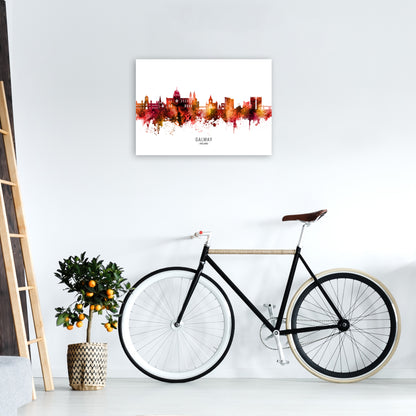 Galway Ireland Skyline Red City Name  by Michael Tompsett A2 Black Frame