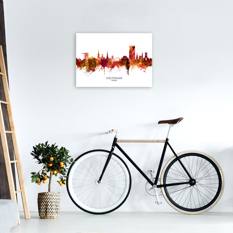 Cheltenham England Skyline Red City Name  by Michael Tompsett A2 Black Frame