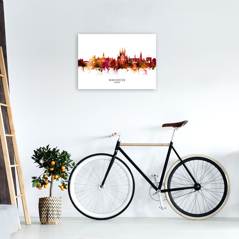 Winchester England Skyline Red City Name  by Michael Tompsett A2 Black Frame
