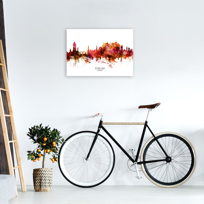 Stirling Scotland Skyline Red City Name  by Michael Tompsett A2 Black Frame