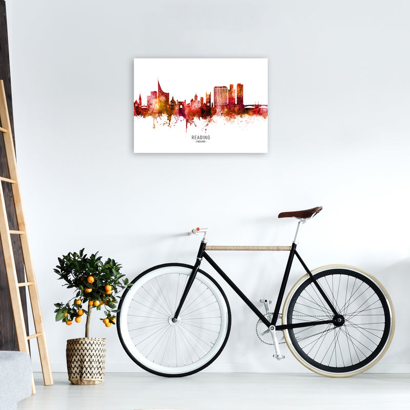 Reading England Skyline Red City Name  by Michael Tompsett A2 Black Frame
