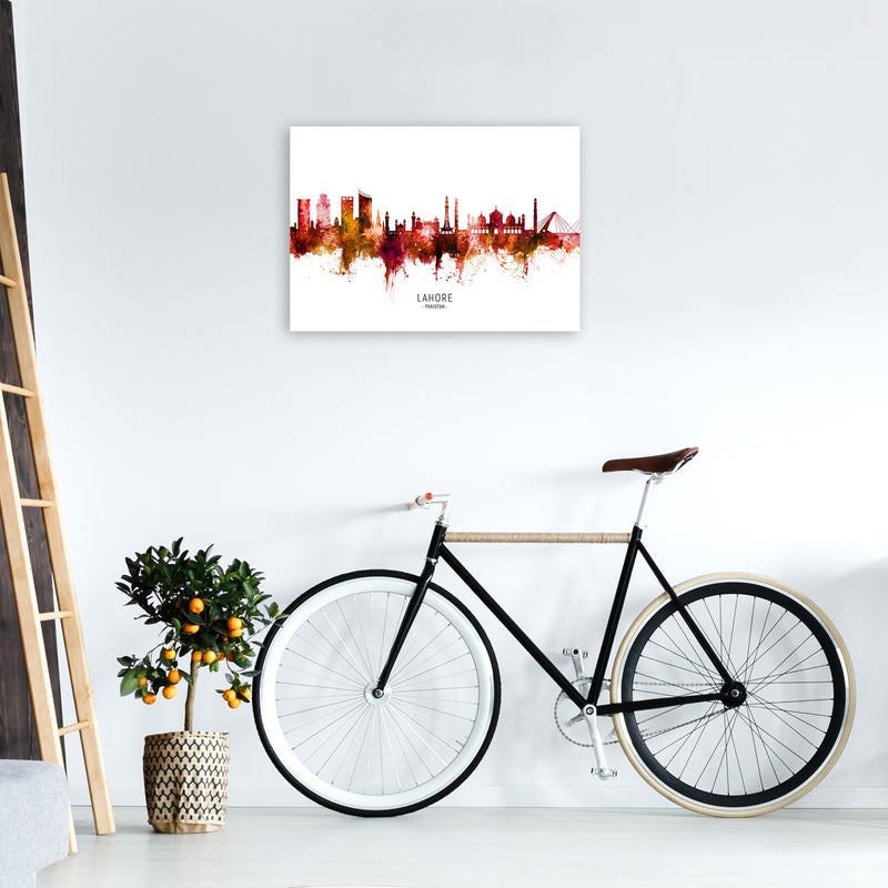Lahore Pakistan Skyline Red City Name  by Michael Tompsett A2 Black Frame