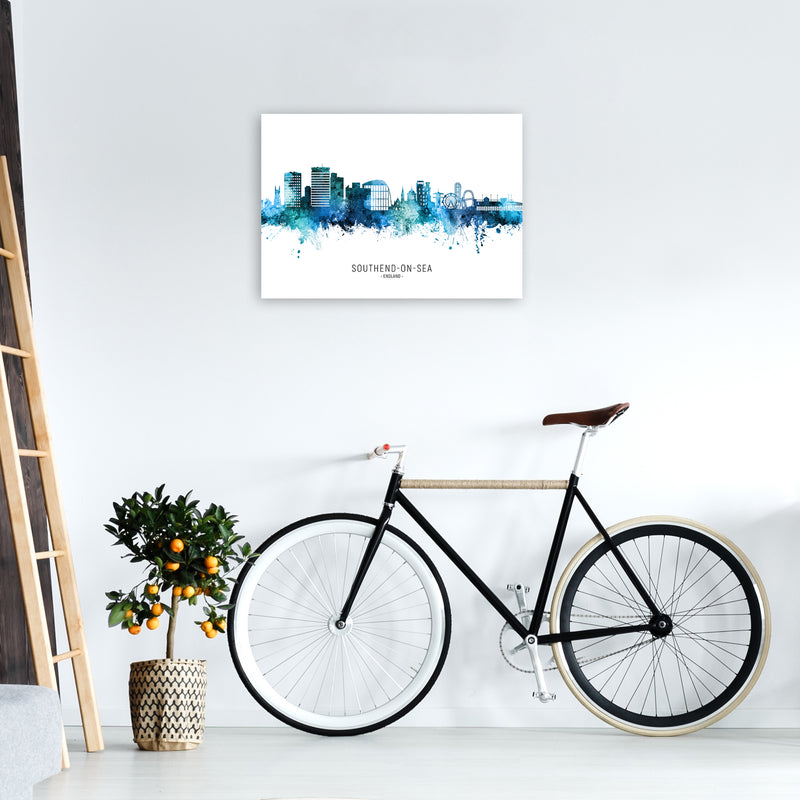 Southend-On-Sea England Skyline Blue City Name  by Michael Tompsett A2 Black Frame