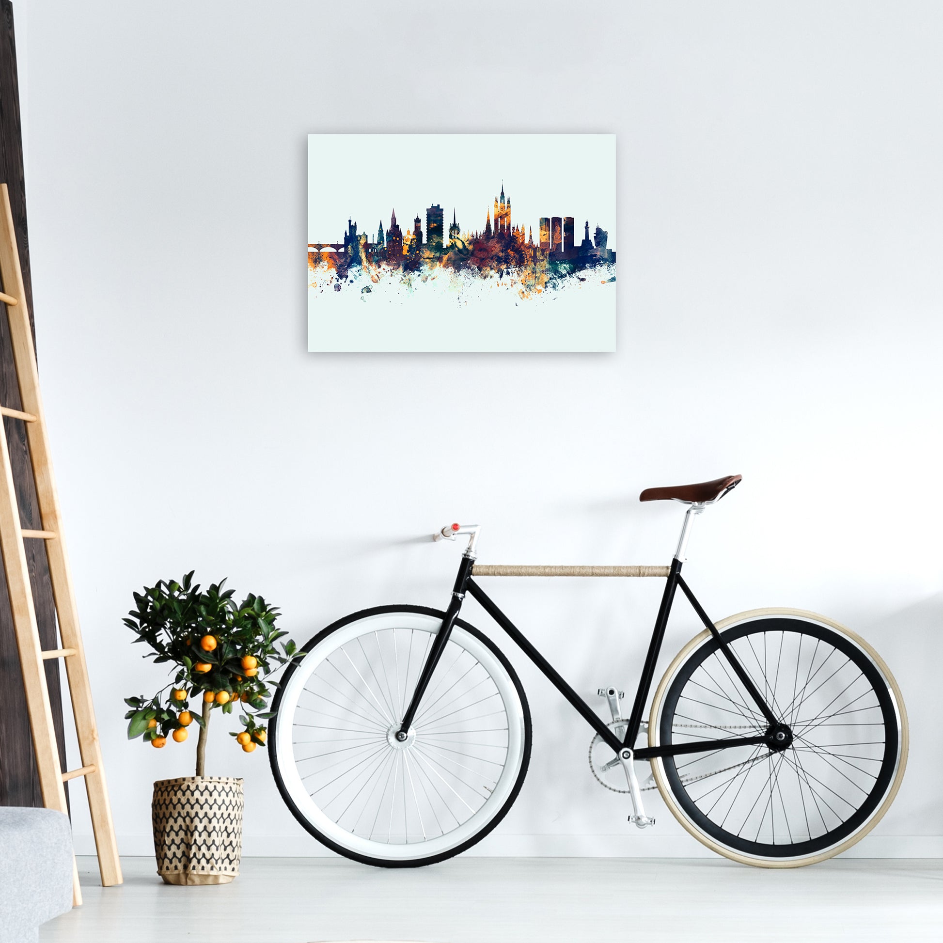 Aberdeen Scotland Skyline Blue Orange Art Print by Michael Tompsett A2 Black Frame