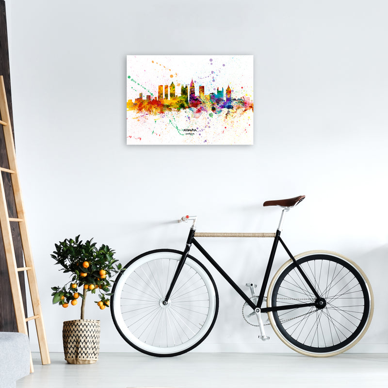 Atlanta Georgia Skyline Splash Art Print by Michael Tompsett A2 Black Frame