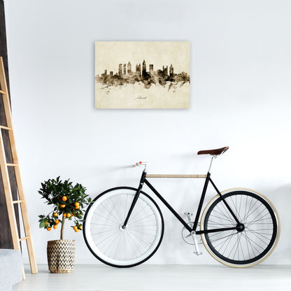 Atlanta Georgia Skyline Vintage Art Print by Michael Tompsett A2 Black Frame