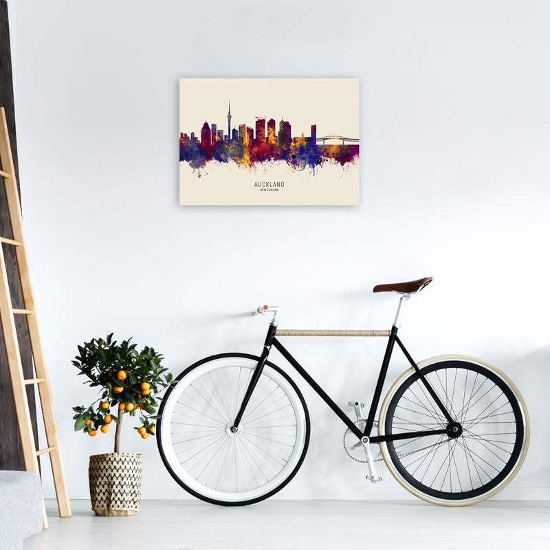Auckland New Zealand Skyline Autumn City Name Art Print by Michael Tompsett A2 Black Frame