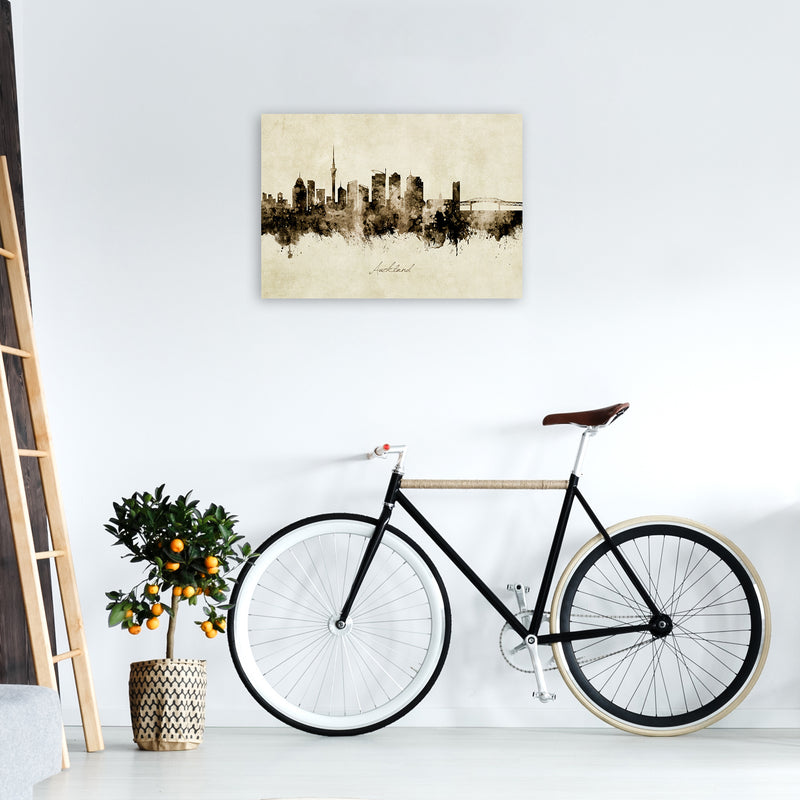 Auckland New Zealand Skyline Vintage Art Print by Michael Tompsett A2 Black Frame