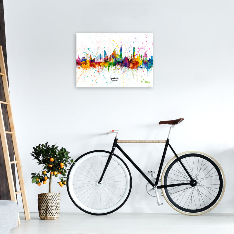 Bangkok Thailand Skyline Splash Art Print by Michael Tompsett A2 Black Frame