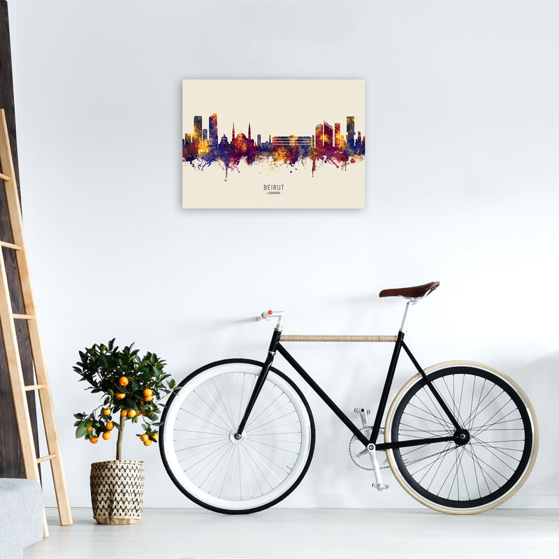 Beirut Lebanon Skyline Autumn City Name Art Print by Michael Tompsett A2 Black Frame