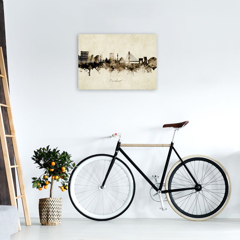 Bucharest Romania Skyline Vintage Art Print by Michael Tompsett A2 Black Frame