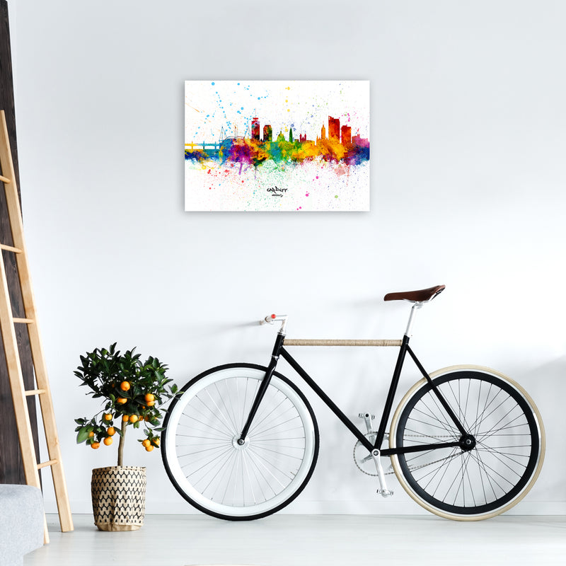 Cardiff Wales Skyline Splash Art Print by Michael Tompsett A2 Black Frame