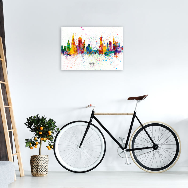 Chicago Illinois Skyline Splash Art Print by Michael Tompsett A2 Black Frame