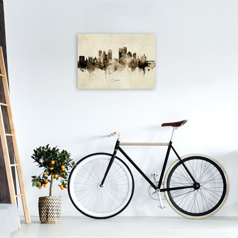 Dayton Ohio Skyline Vintage Art Print by Michael Tompsett A2 Black Frame