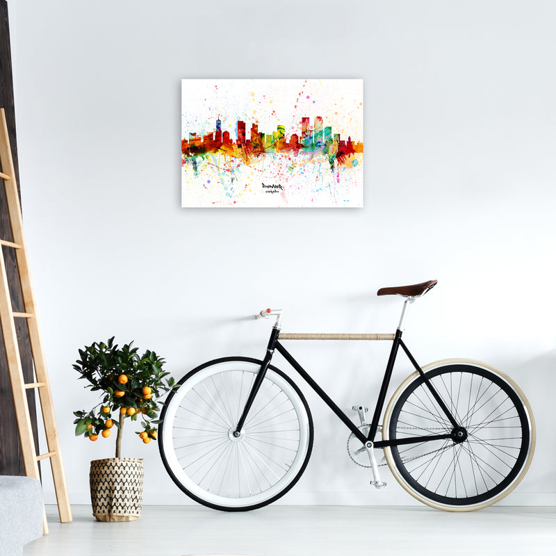 Denver Colorado Skyline Splash Art Print by Michael Tompsett A2 Black Frame