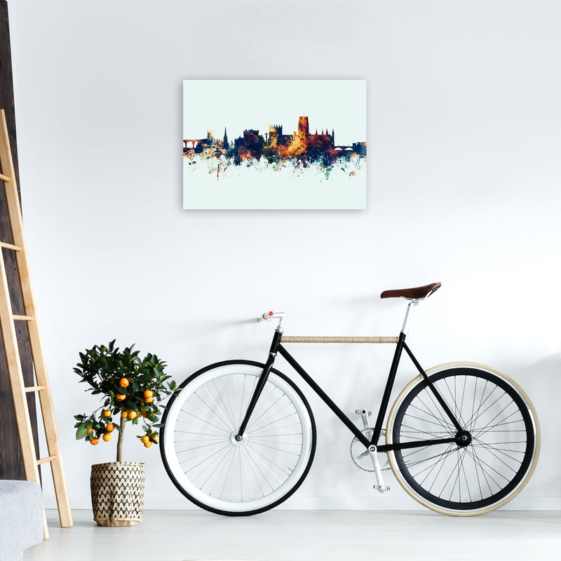 Durham England Skyline Blue Orange Art Print by Michael Tompsett A2 Black Frame