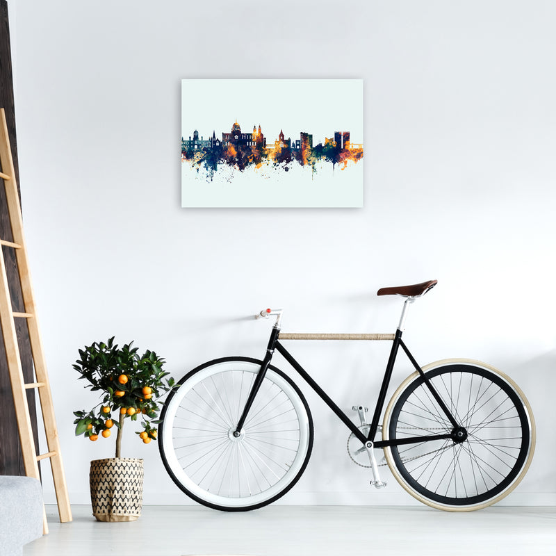 Galway Ireland Skyline Blue Orange Art Print by Michael Tompsett A2 Black Frame