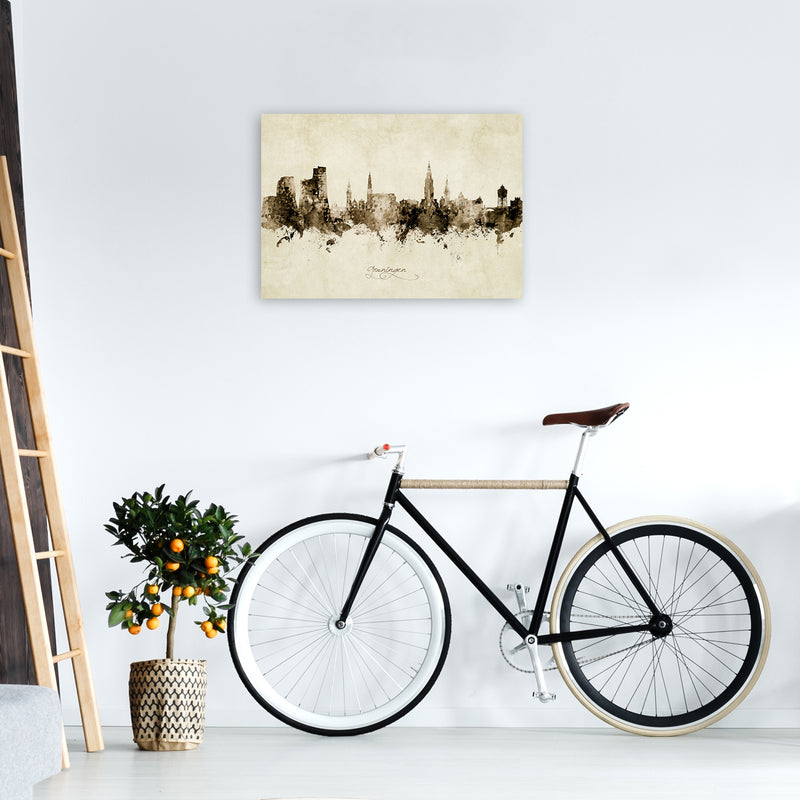 Groningen Netherlands Skyline Vintage Art Print by Michael Tompsett A2 Black Frame