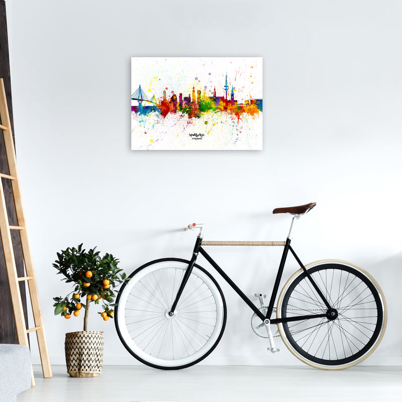 Hamburg Germany Skyline Splash Art Print by Michael Tompsett A2 Black Frame