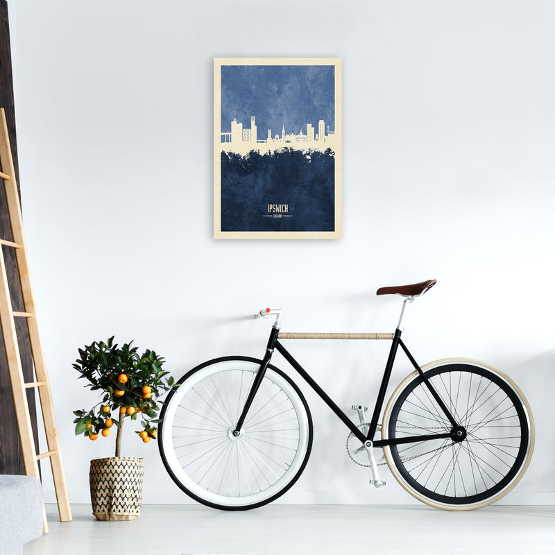 Ipswich England Skyline Portrait Navy Art Print by Michael Tompsett A2 Black Frame
