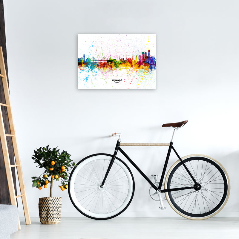 Istanbul Turkey Skyline Splash Art Print by Michael Tompsett A2 Black Frame