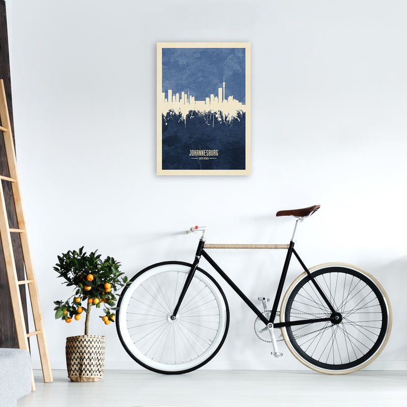 Johannesburg South Africa Skyline Portrait Navy Art Print by Michael Tompsett A2 Black Frame