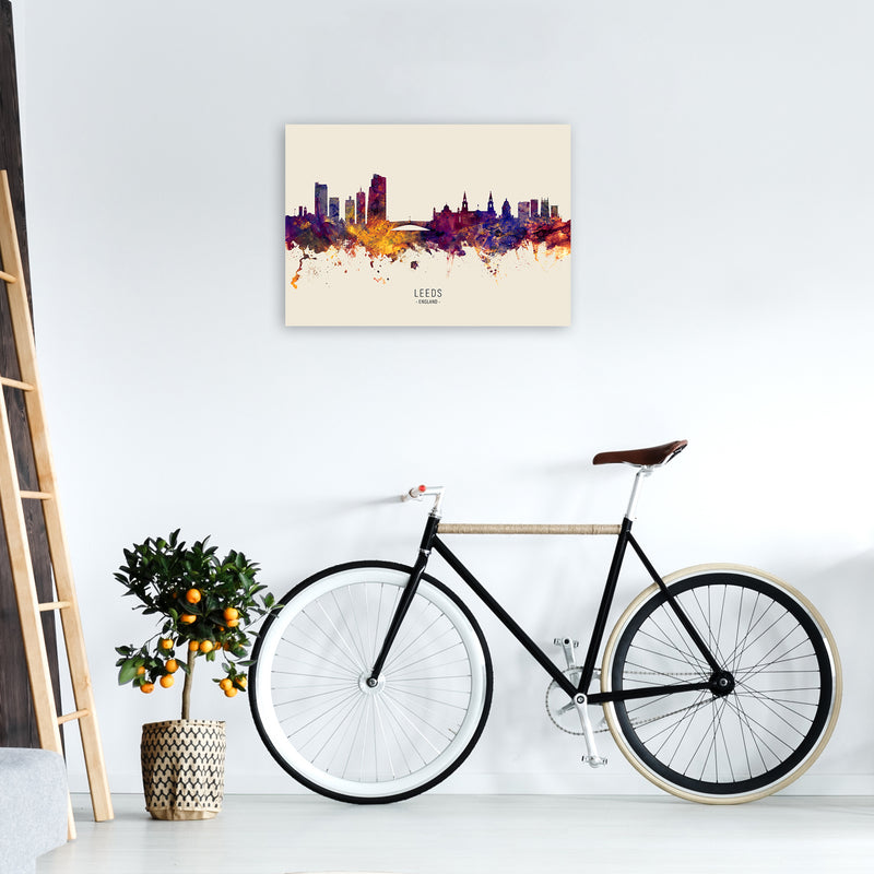 Leeds England Skyline Autumn City Name Art Print by Michael Tompsett A2 Black Frame