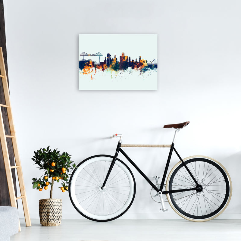 Middlesbrough England Skyline Blue Orange Art Print by Michael Tompsett A2 Black Frame