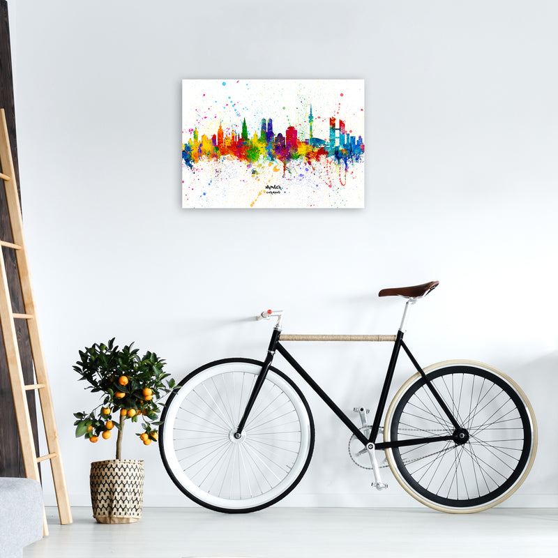 Munich Germany Skyline Splash Art Print by Michael Tompsett A2 Black Frame