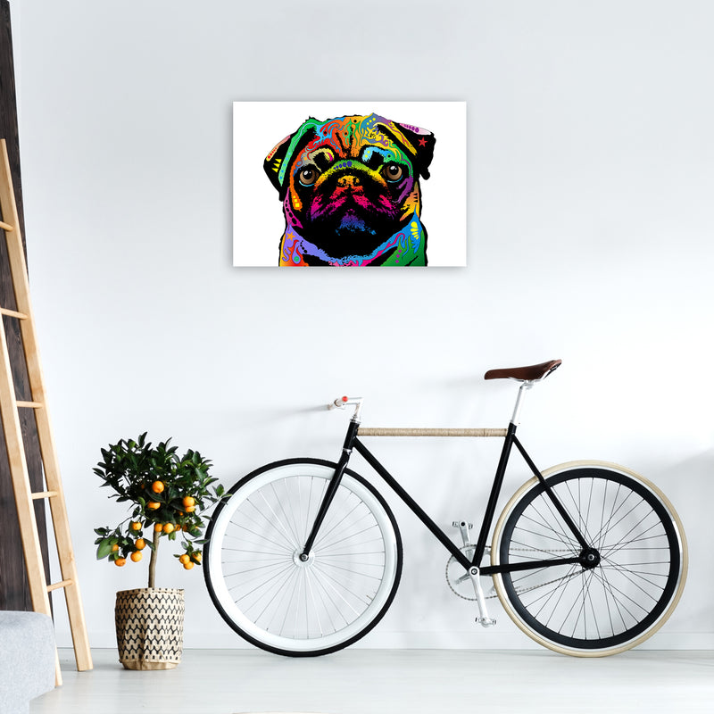 Pug Dog White Art Print by Michael Tompsett A2 Black Frame