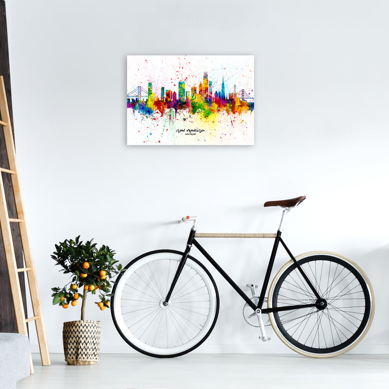 San Francisco California Skyline Splash Art Print by Michael Tompsett A2 Black Frame