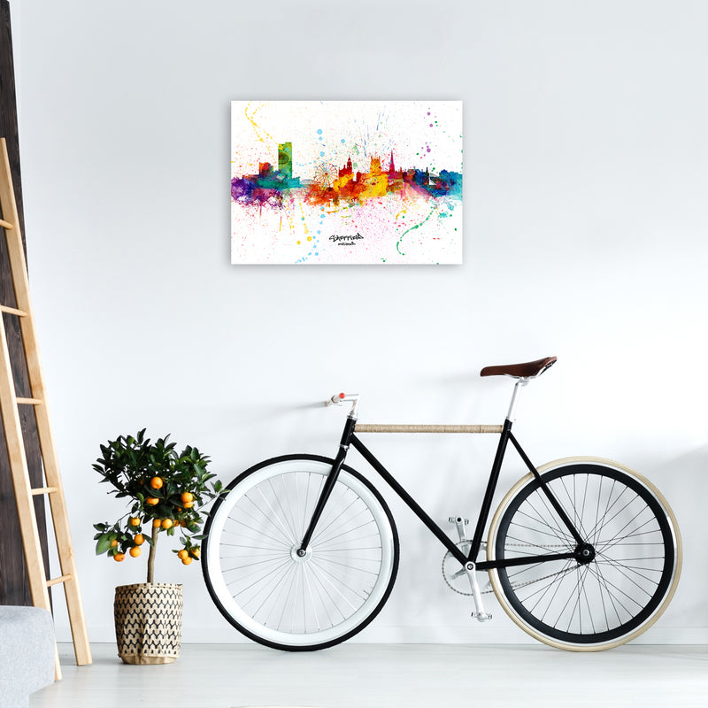 Sheffield England Skyline Splash Art Print by Michael Tompsett A2 Black Frame