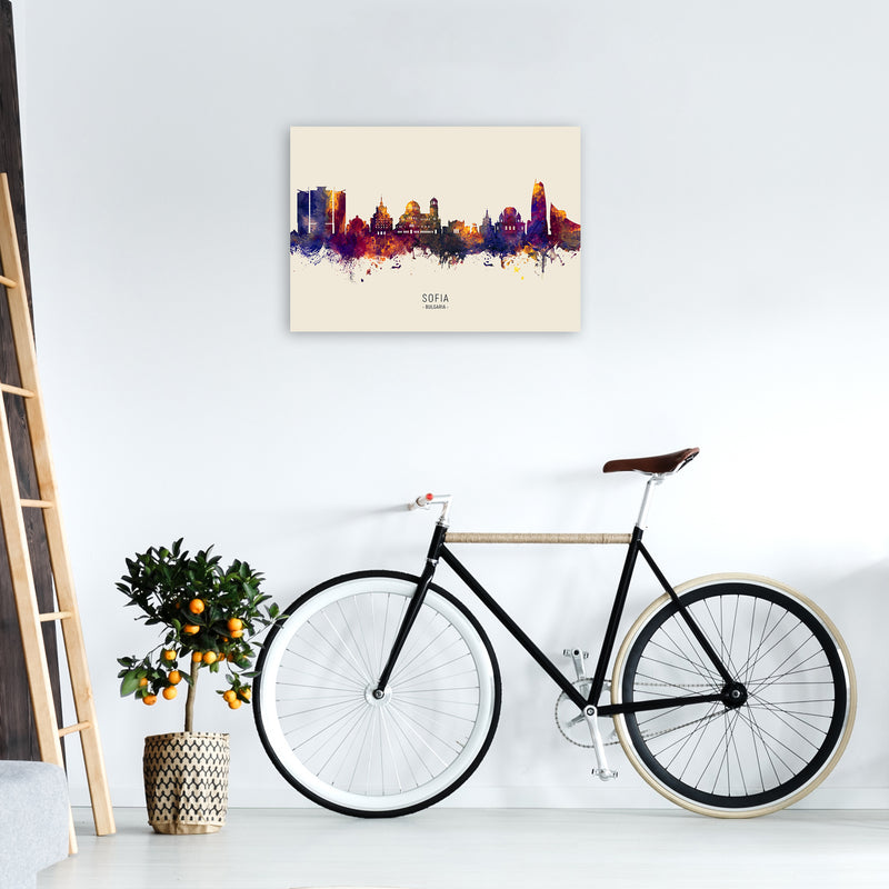 Sofia Bulgaria Skyline Autumn City Name Art Print by Michael Tompsett A2 Black Frame
