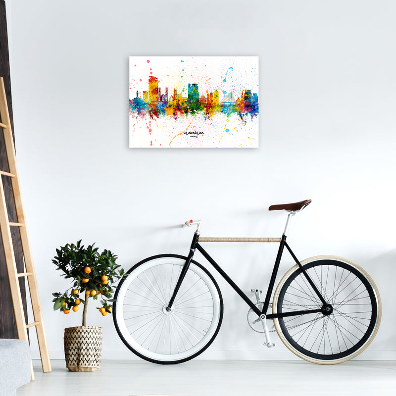 Swansea Wales Skyline Splash Art Print by Michael Tompsett A2 Black Frame
