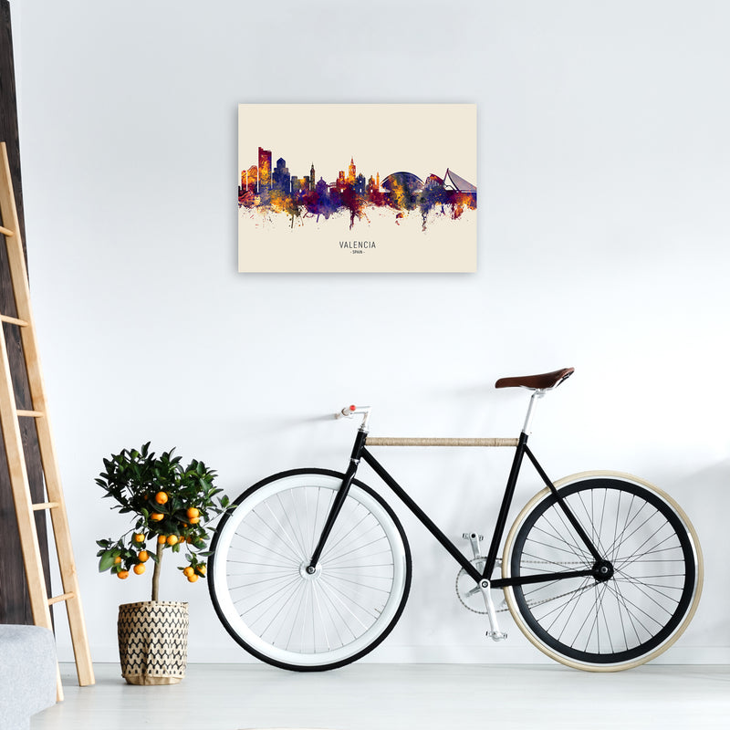 Valencia Spain Skyline Autumn City Name Art Print by Michael Tompsett A2 Black Frame