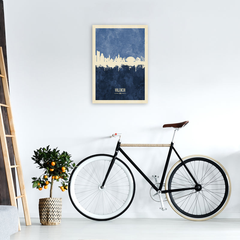 Valencia Spain Skyline Portrait Navy Art Print by Michael Tompsett A2 Black Frame