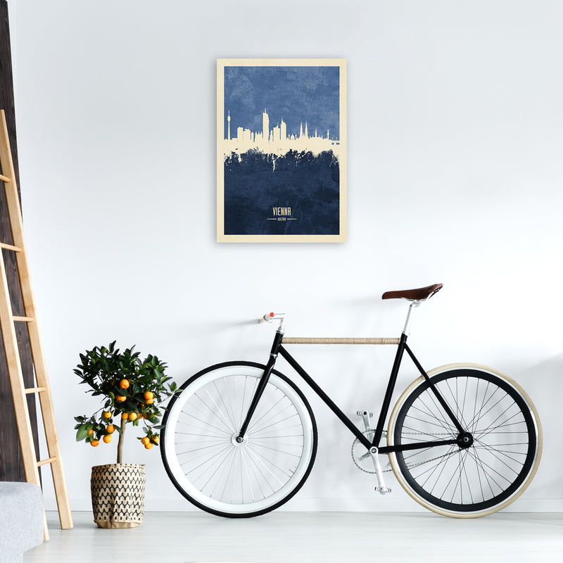Vienna Austria Skyline Portrait Navy Art Print by Michael Tompsett A2 Black Frame