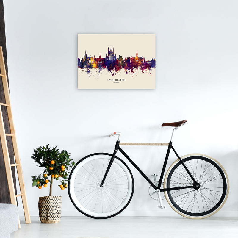 Winchester England Skyline Autumn City Name Art Print by Michael Tompsett A2 Black Frame