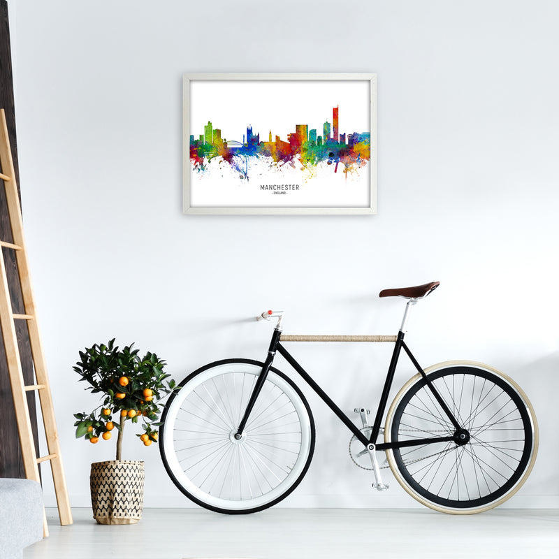 Manchester England Skyline Art Print by Michael Tompsett A2 Oak Frame