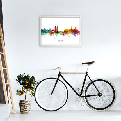 Zurich Switzerland Skyline Art Print by Michael Tompsett A2 Oak Frame