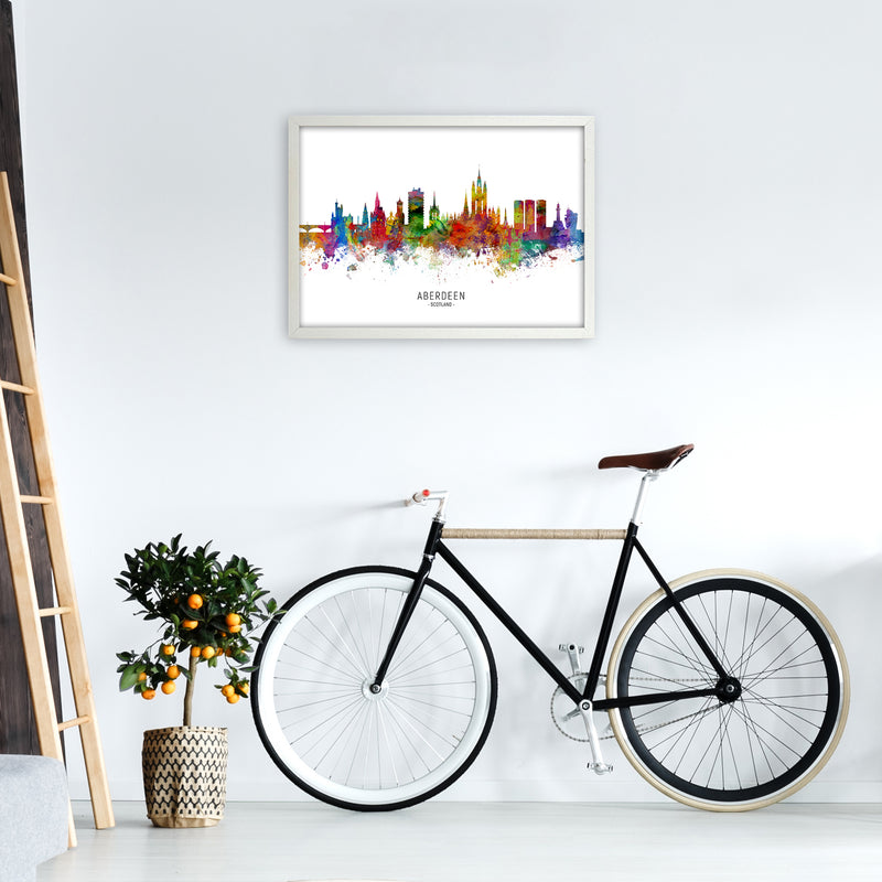 Aberdeen Scotland Skyline Art Print by Michael Tompsett A2 Oak Frame